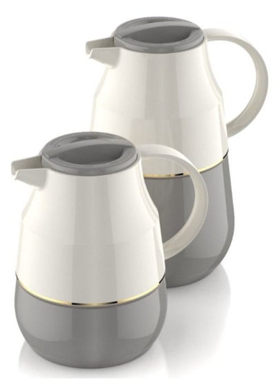 Buy A set of 2-piece thermos for tea and coffee made of high-quality plastic with a high-quality heat-preserving glass interior in Saudi Arabia