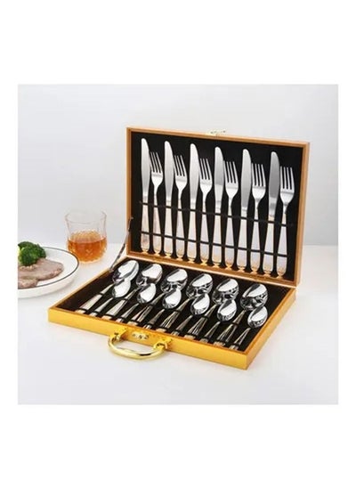 Buy Cutlery Set, 24 Piece Stainless Steel Silver Set, Cutlery Set, Cutlery Set, Mirror Polished, Smooth Edges for Dining for 6 (Silver) in Saudi Arabia