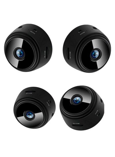 Small Black Camera Rounded 4-Pack WiFi Mini Magnetic A9 Wireless Security Cameras – Full HD 1080P ...