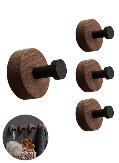 Buy 4 Pack Adhesive Hooks, Premium Wood Wall Coat Hooks Wall Mounted for Hanging Purse, Hats, Pictures Keys Coats Bags and Robe (Up to 15lbs) in UAE