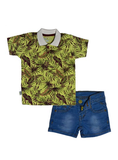 Buy Cuba Cabana Baby set with Print T-Shirt And Shorts Yellow in Egypt