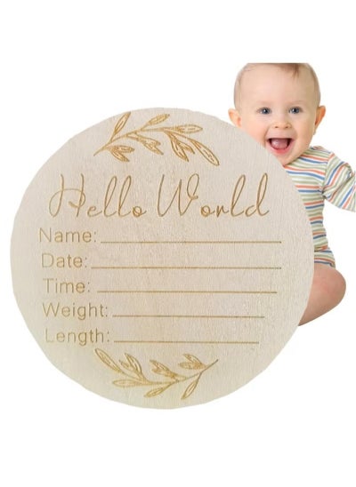 اشتري Baby Announcement Sign, Newborn Baby Announcement Sign, 5.9 Inch Hello World Newborn Welcome Sign for Baby Shower, Photo Prop, Hospital, Nursery, New Parents في الامارات