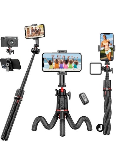 اشتري Flexible Phone Tripod Selfie Stick – Octopus Camera Stand with Remote, 360° Rotation, Extendable & Portable for iPhone & Android Video Recording في الامارات