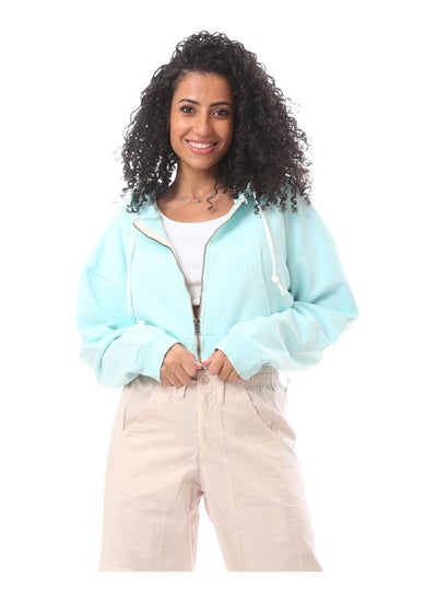 Buy Cropped Fitted Hoodie -Mint in Egypt