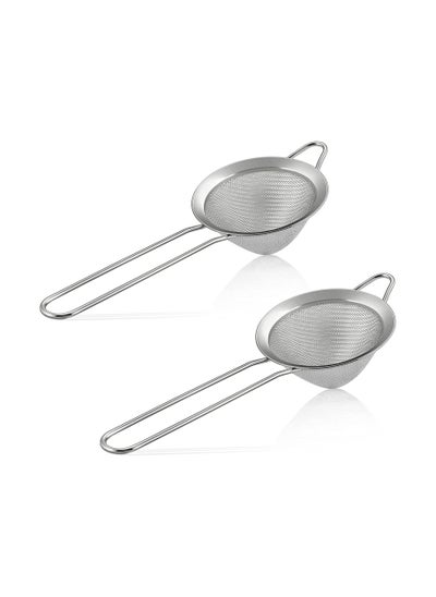 Buy Fine Mesh Strainer 2 Pcs 3.3 Inches Stainless Steel Tea Strainer with Long Handle Small Conical Mesh Strainers Sieve for Cocktail Coffee Food Rust Proof Easy to Clean in UAE