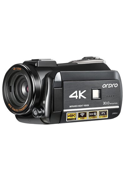 اشتري ORDRO HDR-AC3 Video Camera 4k Camcorder Professional, 30X Digital Zoom Infrared Night Vision Youtube Vlogging Recorder for Blogger في الامارات