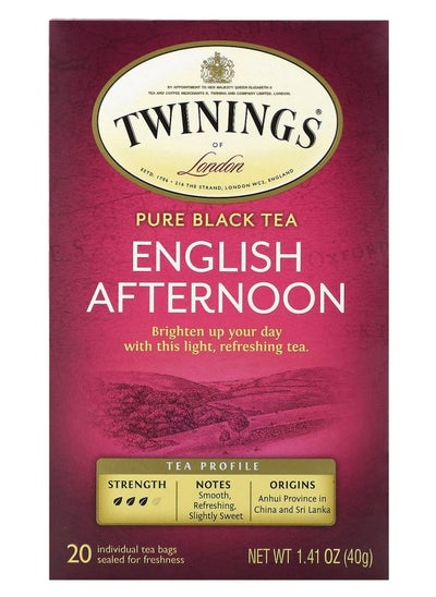 Buy Pure Black Tea English Afternoon 20 Tea Bags 1.41 oz (40 g) in UAE