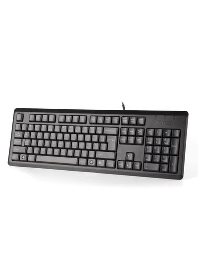 Buy A4TECH WIRED KEYBOARD KR-92, WITH NATURAL_A LAYOUT STRUCTURE AND DRAIN HOLES DESIGN, BLACK in UAE