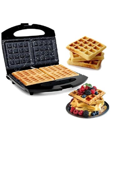 Buy Home waffle maker - Non-stick coated plate with a cool-touch body, thermostat control, indicator light, and overheating protection feature - 750 watts power - For perfect waffles every time - Black. in Egypt