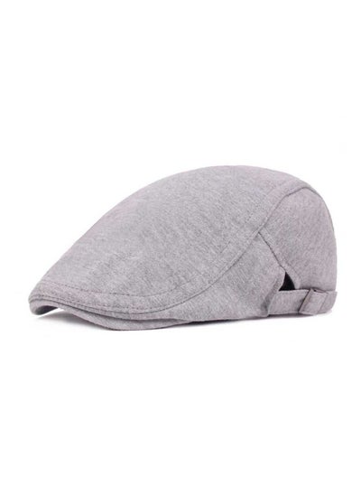 اشتري Woolen Cap Beret Literary Retro Adjustment Button Light Grey في الامارات