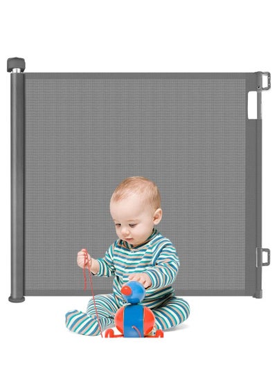 Buy Adjustable Retractable Mesh Baby Toddlers Safety Gate Kit for Stairs Indoor Outdoor Doorway Hallway in Saudi Arabia