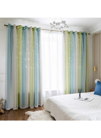 Buy Blackout Curtains, Decorative Thread Foil Blackout Curtains, Thermal Insulated Room Darkening Curtains for Bedroom Living Room 100*250cm in Saudi Arabia