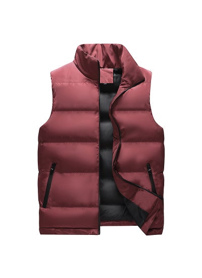 Buy 2024 Mens Padded Vest Winter Cotton Large Collar JacketRed Red in Saudi Arabia