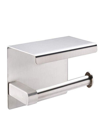 Buy Toilet Roll Holder No Drilling, 304 Stainless Steel Self Adhesive and Wall Mounted WC Tissue Holder for Bathroom Kitchen in UAE