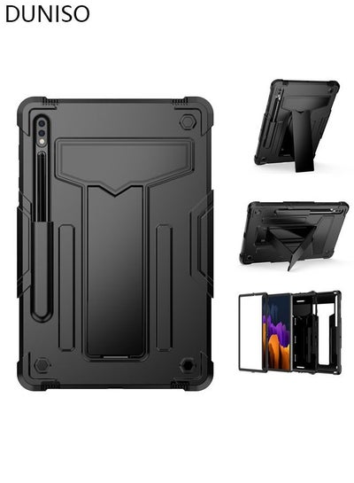 Buy Samsung Galaxy Tab S8 / S7 Case 11 Inch Multiple Angle Stand Cover with S Pen Holder Shockproof Case with Stand for SM-X700/X706/T870/T875/T876-Black in UAE