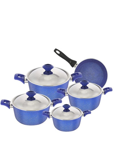 Buy Abdeen Granite set 9 pieces (pots 18 - 20 - 24- 28) frypan 24 Blue in Egypt