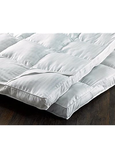 Buy Deyarco Soft Comfort Single Mattress Topper - 85GSM Microfiber 1 cm Stripe Super Soft Fabric - 500GSM Soft, Firm ,and Extra Thick Fibersheet with 4 sides Elastic Bands-Size: 100 x 200cm ,White in UAE