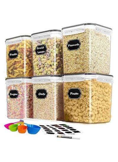 Buy Extra Large Food Storage Containers with Lids Airtight for Flour, Sugar, Rice & Baking Supply - Airtight Kitchen & Pantry Bulk Food Storage for Kitchen Organization (2.5L - 6 Pack) in UAE