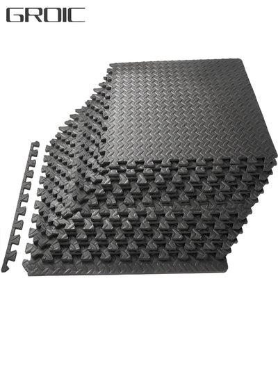 اشتري 12 Pack Puzzle Exercise Floor Mat, EVA Foam Mats with Interlocking Floor Tiles, 12'' x 12'' Foam Gym Mat, Protective Flooring Mats Interlocking for Home and Gym Equipment في الامارات