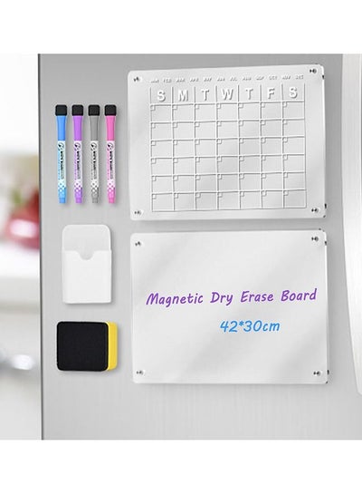 اشتري 2 Pcs Magnetic Weekly Calendar for Fridge Acrylic Magnet Dry Erase Board Small Week Meal Planner Board for Refrigerator Clear Whiteboard Calendar for Student Home Office School في السعودية