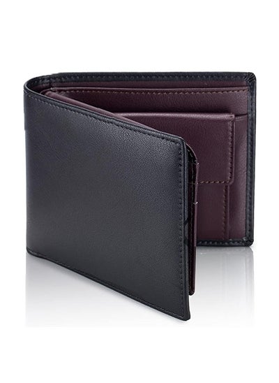 Buy Leather Men's Wallet with Coin Pocket, RFID Blocking Slim Bifold Credit Card Wallet with ID Window in Saudi Arabia