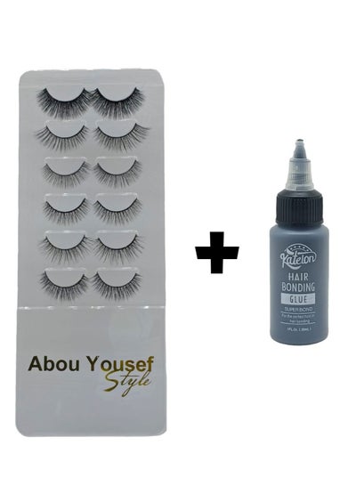 Buy Abu Youssef eyelashes 6D, degree 01 With eyelashes adhesive in Egypt