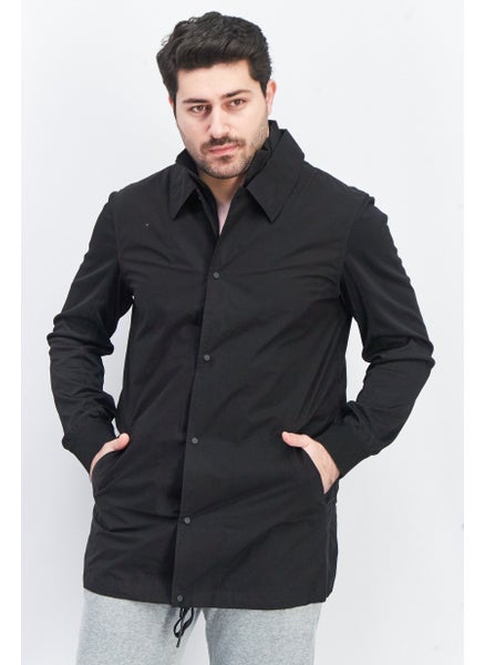 Buy Men Solid Windbreaker Jacket, Black in UAE