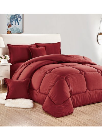 Buy 4 Pieces Single Size 160x210Cm Comforter Set Medium Filling Bedding Set for All Season Includes 1Comforter 1Bedsheet 1Pillow Shams and 1Cushion cases in Saudi Arabia