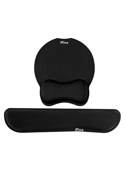 Buy Mouse Pad and Keyboard Wrist Rest Set for Desktop Laptop Mac Gaming Office School or Home for Stress Free Typing (Black) in UAE