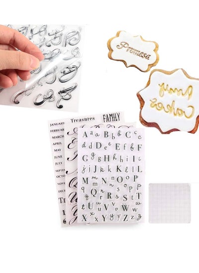 اشتري 4Pcs Alphabet Cake Stamp Tool, Alphabet & Numbers Fondant Cake Mold, DIY Cookie Stamp Cookie Cutter Fondant Molds, Handmade English Letters Fondant Biscuit Cake Cookie Mold Baking Tools في السعودية