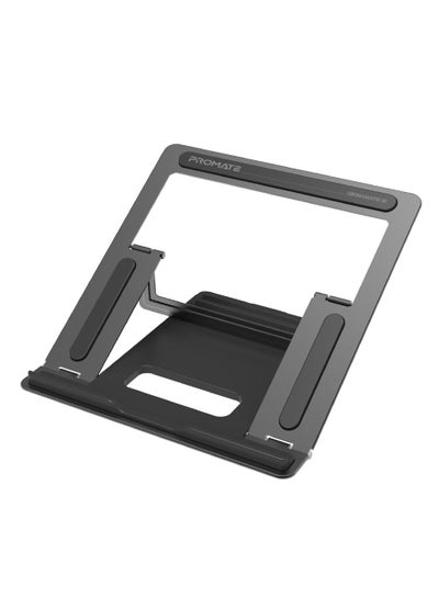 Buy Promate Laptop Stand, Aluminum Ventilated Multi-Level Notebook Stand up to 17 Inches, DeskMate-5.Grey in UAE