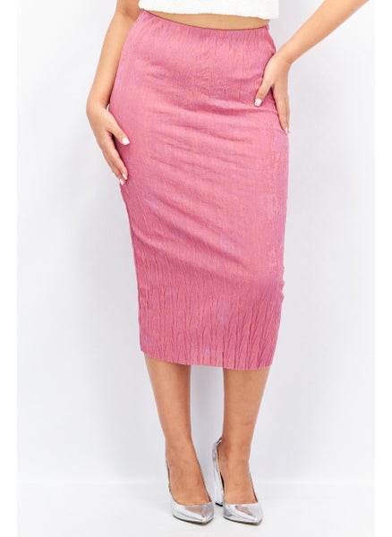 اشتري Women Textured  Midi Skirt  Pink في السعودية