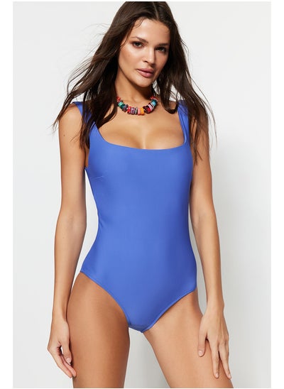 Buy Blue Square Neck Regular Swimsuit TBESS22MA0005 in Egypt