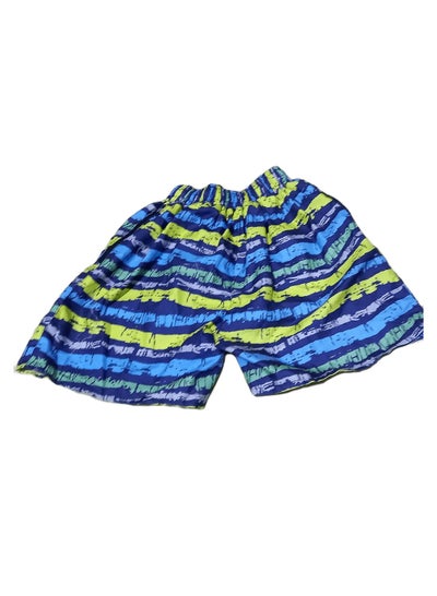 Buy Waterproof navy blue swimming shorts decorated with yellow prints in Egypt