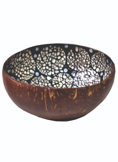 اشتري Goa2Gulf Natural Coconut Decorative Colored Designer Bowls  Black on White في الامارات