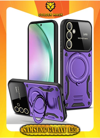 اشتري GOLDEN MASK For Samsung Galaxy A55 Camera Lens Camera Protection Supports Wireless Charging With Magnetic Ringe (Purple) في مصر