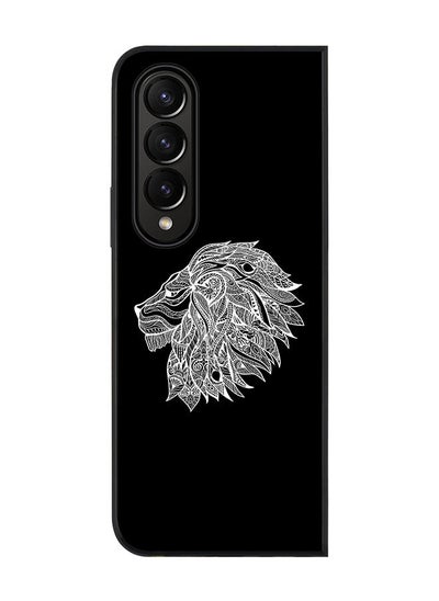 اشتري Rugged Black edge case for Samsung Galaxy Z Fold4 Slim fit Soft Case Flexible Rubber Edges Anti Drop TPU Gel Thin Cover - Lion Abstract في الامارات