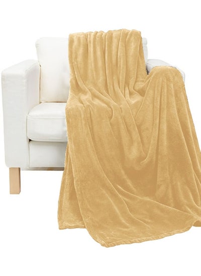 Buy COMFY SUPER SOFT FLANNEL THROW/BLANKET BEIGE in UAE