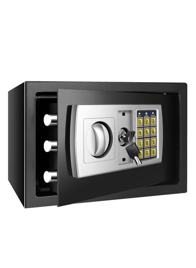 Buy Safe Box, Electronic Safety Box with Digital Keypad and Emergency Keys,  Home Security Locker for  Valuables, Jewelry, Money and Documents, Black in Saudi Arabia