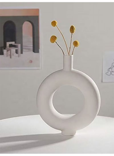 Buy Round Ceramic Vase, Modern Minimalist Design, Hollow Vase, Suitable for Home Decoration/Hotel Decoration in Saudi Arabia