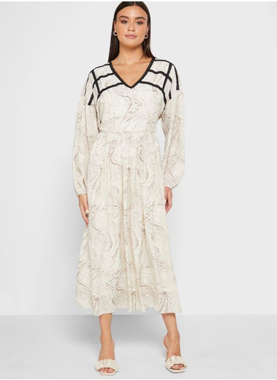 Buy Printed Smock Detail Dress in Saudi Arabia