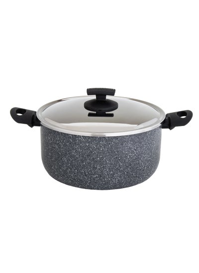 اشتري Newflon Granit Cooking Pot With Steel Lid Size 26 cm في السعودية