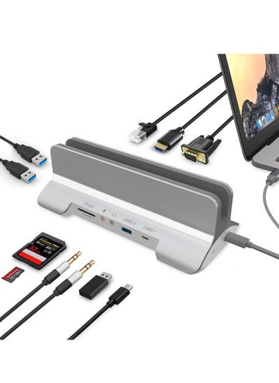 اشتري 13 in 1 USB C Docking Station, USB C Laptop Docking Station Charging Stand 13 in 1 Docking Station Dual Monitor, VGA, USB C 3.1, USB A 3.0, PD Charging, SD & TF Slot, for MacBook في الامارات