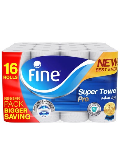 Buy Super Towel Pro, Highly Absorbent, Sterilized 3 Ply 60 Sheets (Pack Of 16) in UAE