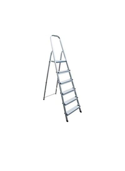 Buy Robustline Heavy Duty Steel Ladder, Ultra Stable Folding Ladder. (6 Step, Silver) in UAE