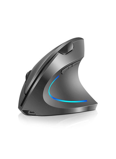 اشتري 2.4G Wireless Vertical Mouse Rechargeable Upright Ergonomic Mouse 3 Adjustable DPI Levels RGB Flowing Light Plug N Play, Grey في السعودية