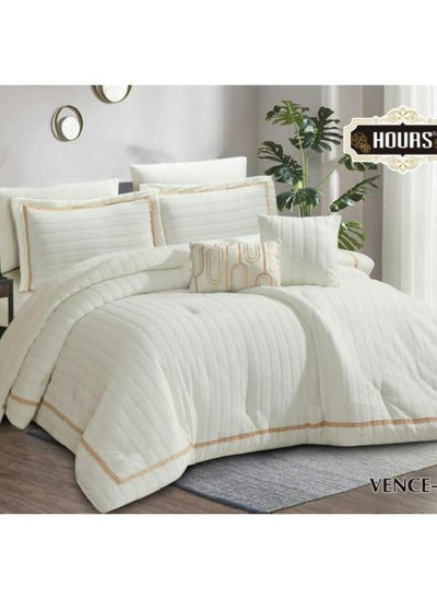 Buy HOURS Luxury Winter Duvet Set of Warm Velvet Fur Modern Design 8 Pieces King Size Two Persons in Saudi Arabia