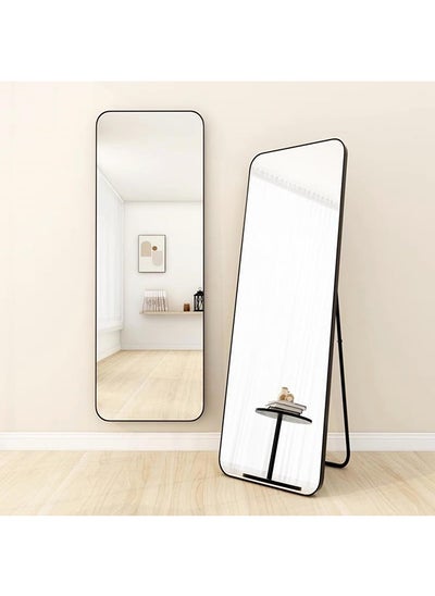 Buy Full Length Mirror 155x45cm, Floor Mirrors with Aluminum Alloy Frame Free-Standing Leaning Large Bedroom Dressing Mirror, Full Body Mirror with Stand for Living Room,Bedroom,Black in UAE