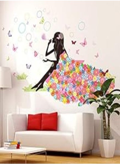 اشتري Butterfly Girl Elf Bubble Skirt Living Room Decoration Wall Sticker في مصر