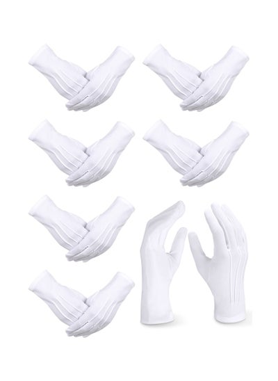 Buy White Gloves, 6 Pairs for Men Women Parade Pallbearer Gloves Nylon Gloves for Formal Cosplay Party Costume Supplies Police Server Funeral Formal Tuxedo Guard Parade, Majorette Dance Uniform in Saudi Arabia